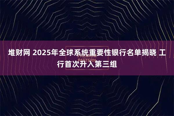 堆财网 2025年全球系统重要性银行名单揭晓 工行首次升入第三组